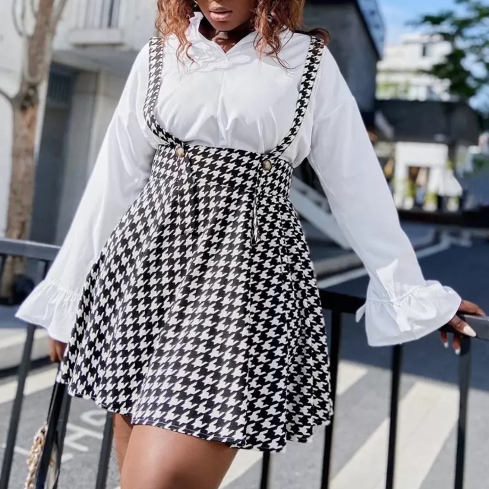 Houndstooth Skirt With Straps